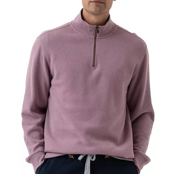 Rodd & Gunn Pink Men's Alton Ave Quarter-Zip Sweatshirt Size Medium - Picture 1 of 8
